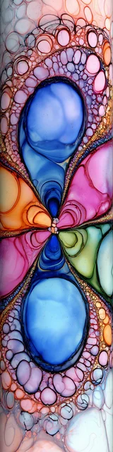 Free abstract bookmark featuring blue tones and bubbles